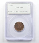 1927 Lincoln Wheat Cent MS63 RB PCGS Rattler *3437