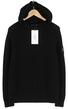 Calvin Klein Mens Knit Sweater M Black Waffle Knit Hoodie Pullover