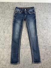 Rock Revival Womens Hera Skinny Jeans size 26 Embroidered Low Rise Distressed