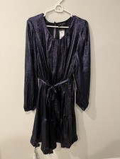 NWT Lane Bryant Purple Satin Belted Tiered Long Sleeve Cocktail Dress Size 20