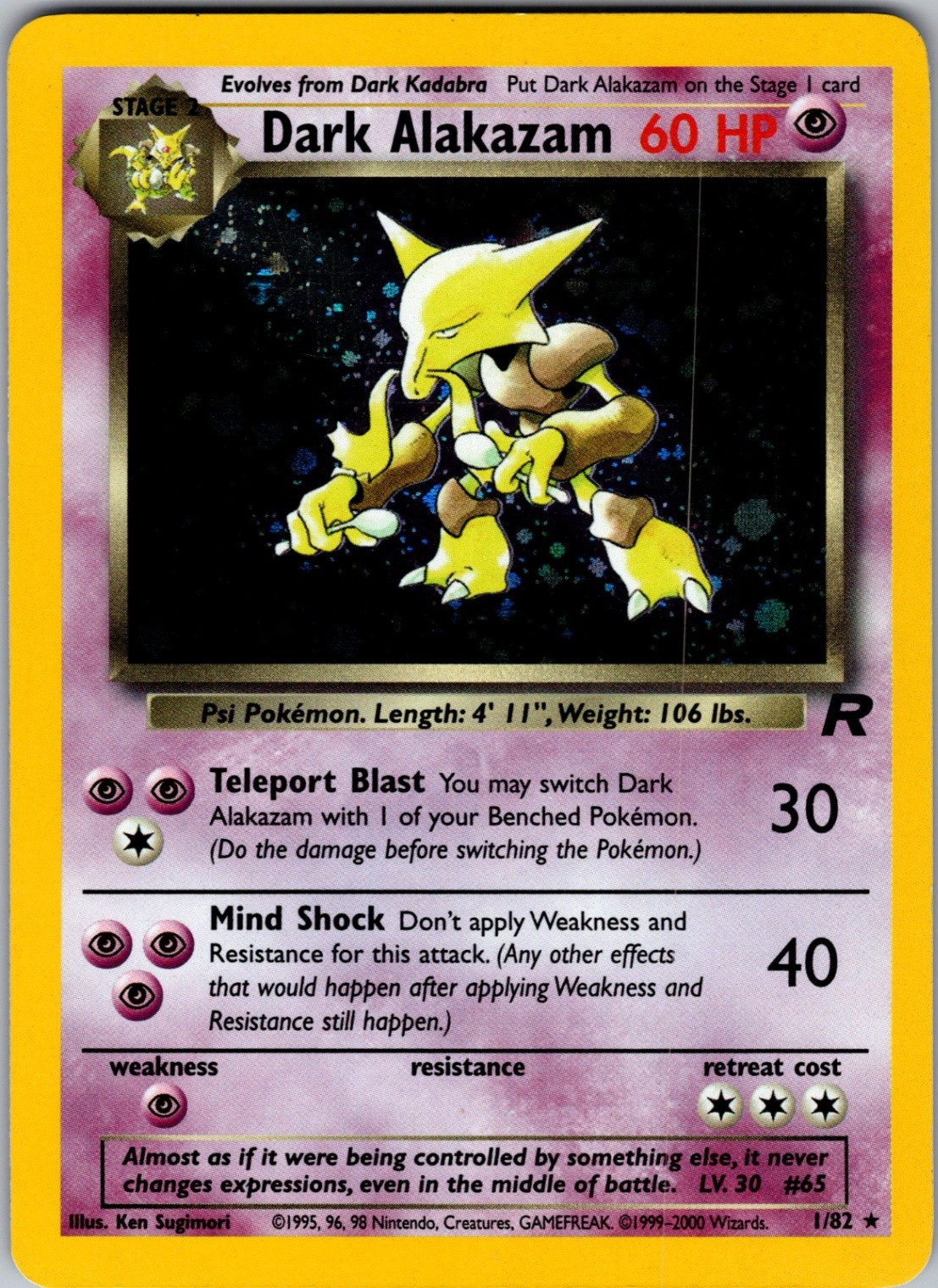 Dark Alakazam (1) Holo Rare Team Rocket 01/82 NM - Pokemon TCG