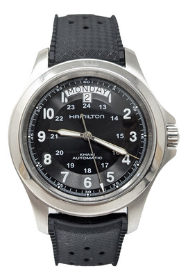 Orologio Hamilton Khaki King Automatic black dial military style watch in acciai