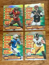 Topps Chrome NFL Power Players Lot (4)  Joe Burrow, TJ Watt, Irving, Hampton