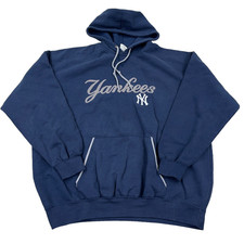Vintage New York Yankees Hoodie Men XXL 2XL Blue Sweatshirt Sweater 90s Y2K Fade