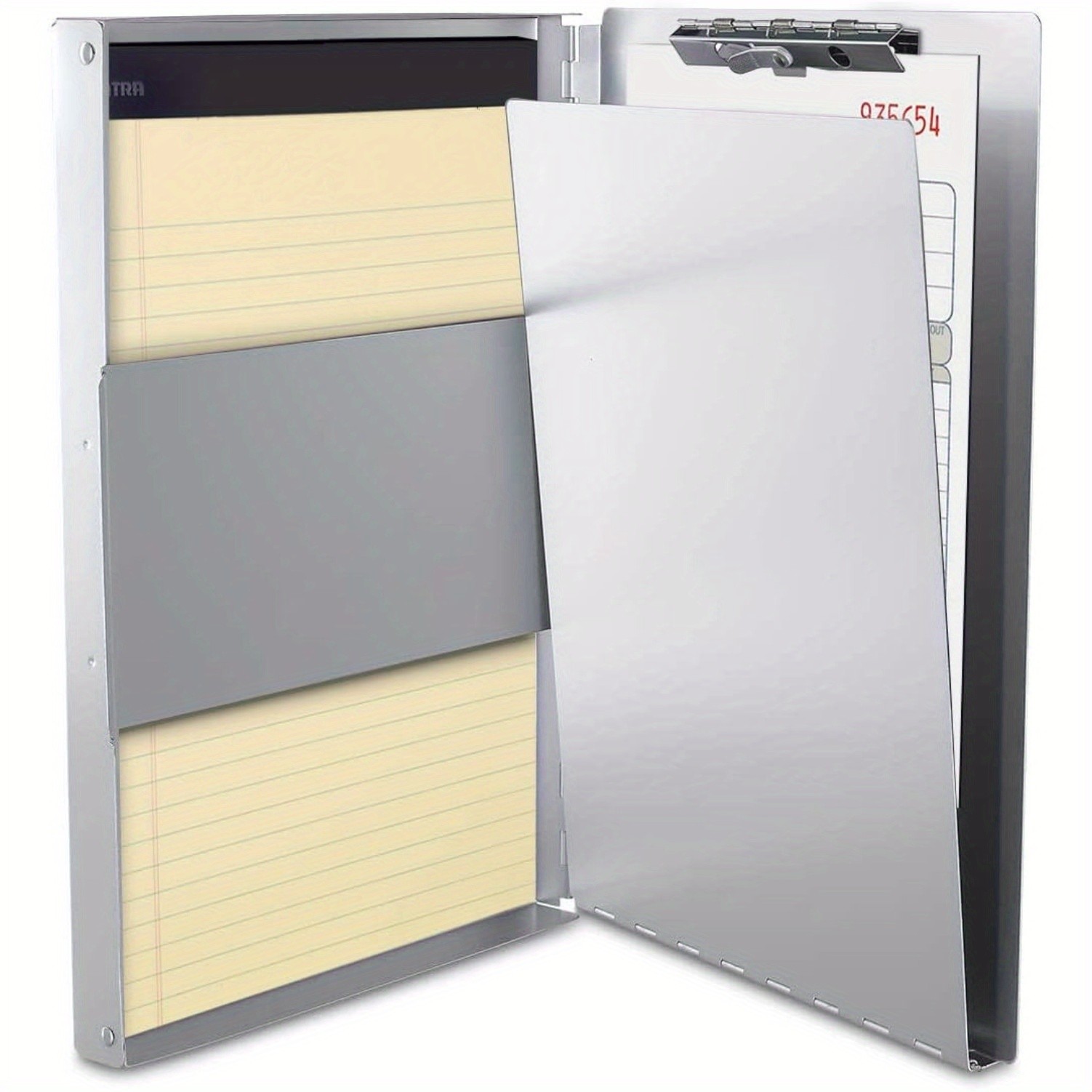 Heavy Duty Aluminum Metal Clipboard Storage Box - Form Holder w/ Clip Inside