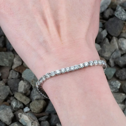 8CT Round Lab Created Diamond Tennis Bracelet 14k White Gold Plated 7.5" Inch - Picture 4 of 4