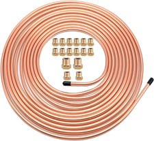 1/4" 25 Ft Brake Line Tubing Kit Copper Coated Flexible Line Tube for Hydraulic