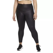 Nike One Womens Size 3X Black Faux Leather 7/8 Training Leggings (DH3187-010)