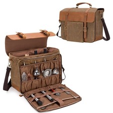LoDrid Portable Leather Waxed Vintage Bartender Bag for Bar Kits, Bag Only | ...