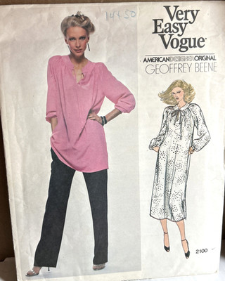 Vogue American Designer Pattern 2100 Geoffrey Beene Dress Tunic Pants Uncut Sz14