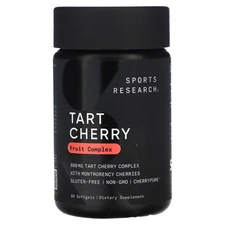 Sports Research Tart Cherry Concentrate 800 mg 60 Softgels Dairy-Free, Egg-Free,