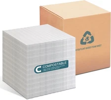 100% Compostable Packing Foam Sheets-KTOB 100 Pack 12”x 12”Eco Friendly White 