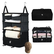 Hanging Travel Packing Shelves for Luggage Suitcase, Portable Cube Bag Organi...