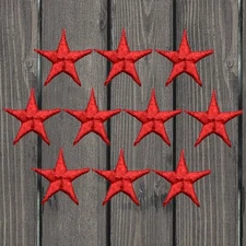 Red Star Embroidered Patch, 5/8"— 10-Pack — Iron On