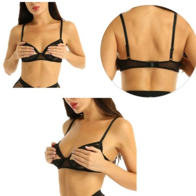 Damen Spitze BH Ouvert Bra Büstenhalter Bralette Oberteil Reizwäsche Unterwäsche