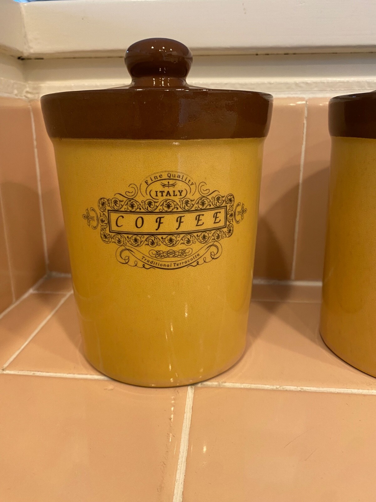 Canister Set Of4 Italy Terracotta Rich Earth Tones Well Made. 4.5” never used.