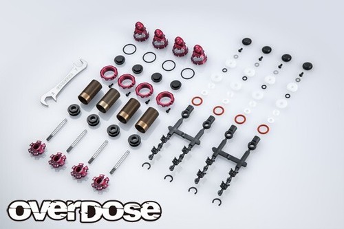 OVERDOSE Set Ammortizzatori Alta Qualità Spec4 (Rosso/4pz) - Lunghezza Completa Regolabile OD3901 - Foto 2 di 2