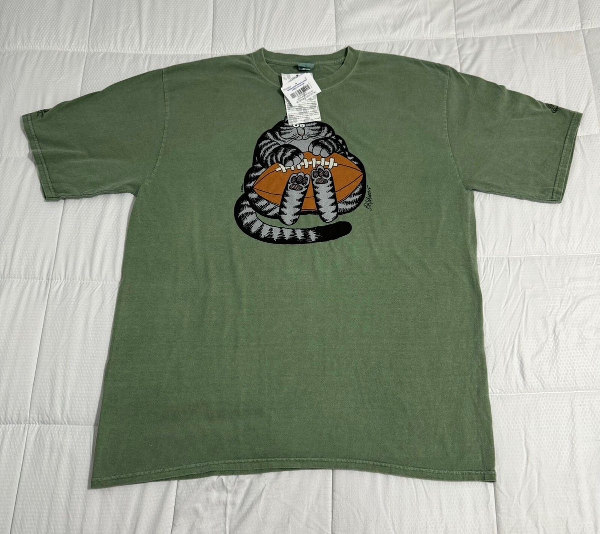 RARE CRAZY SHIRTS KLIBAN CAT FOOTBALL TEE T SHIRT XL GREEN TI LEAF