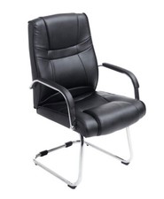 Chaise Cantilever Attila Similicuir avec Pieds Luge Métal chromé et Accoudoirs