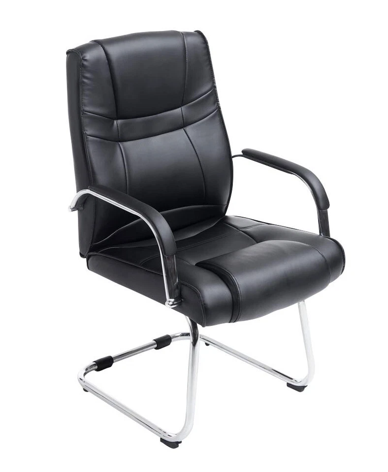 Chaise Cantilever Attila Similicuir avec Pieds Luge Métal chromé et Accoudoirs - Photo 1/1