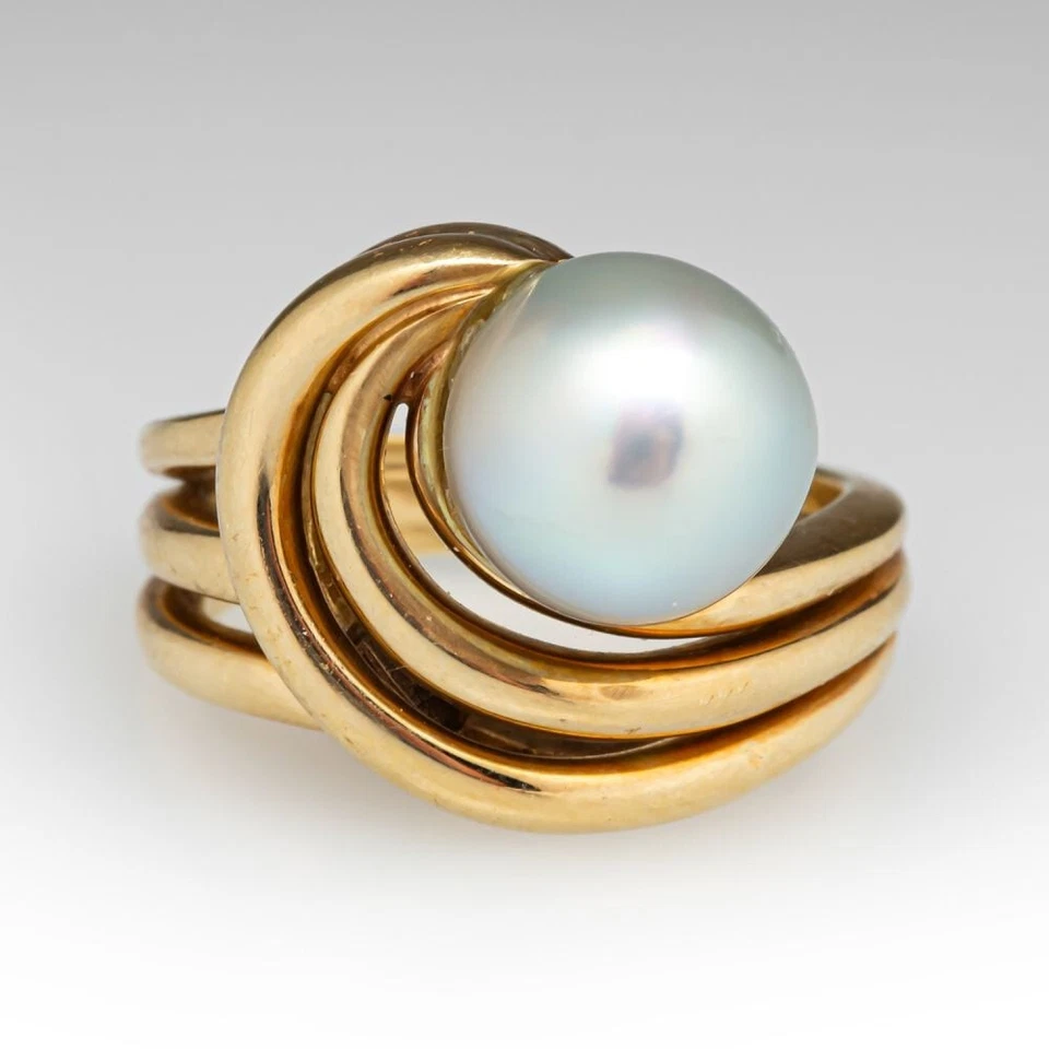 Anillo de plata de ley 925 natural con perlas del Mar del Sur de regalo para compromiso Foto 4 de 4