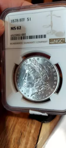 1878 8TF Morgan Silver Dollar Coin NGC MS62 J.Dean coins
