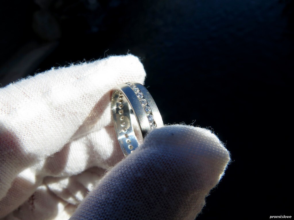 WEDDING RING SOLID PLATINUM 950 NATURAL DIAMONDS … - image 1