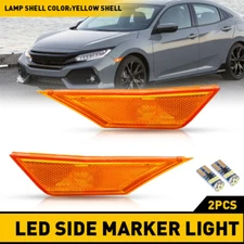 For 2016-2021 HONDA CIVIC Front Fender Side Marker Light Set RH LH W/ LED Bulbs