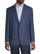 RALPH LAUREN Men's Blue Classic Fit Textured Blazer Wool Sport Coat 42R yse1724