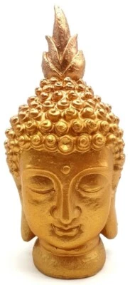 Statue Résine Tête de Bouddha Or 28cm - Photo 1/3