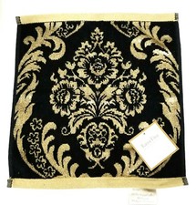 NEW KASSAFINA 2 PC SET GOLD,BLACK DAMASK PATTERN VISCOSA,COTTON WASH CLOTH