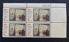 US Stamps, Scott #1433 8c plate block of John Sloan 1971 XF M/NH 