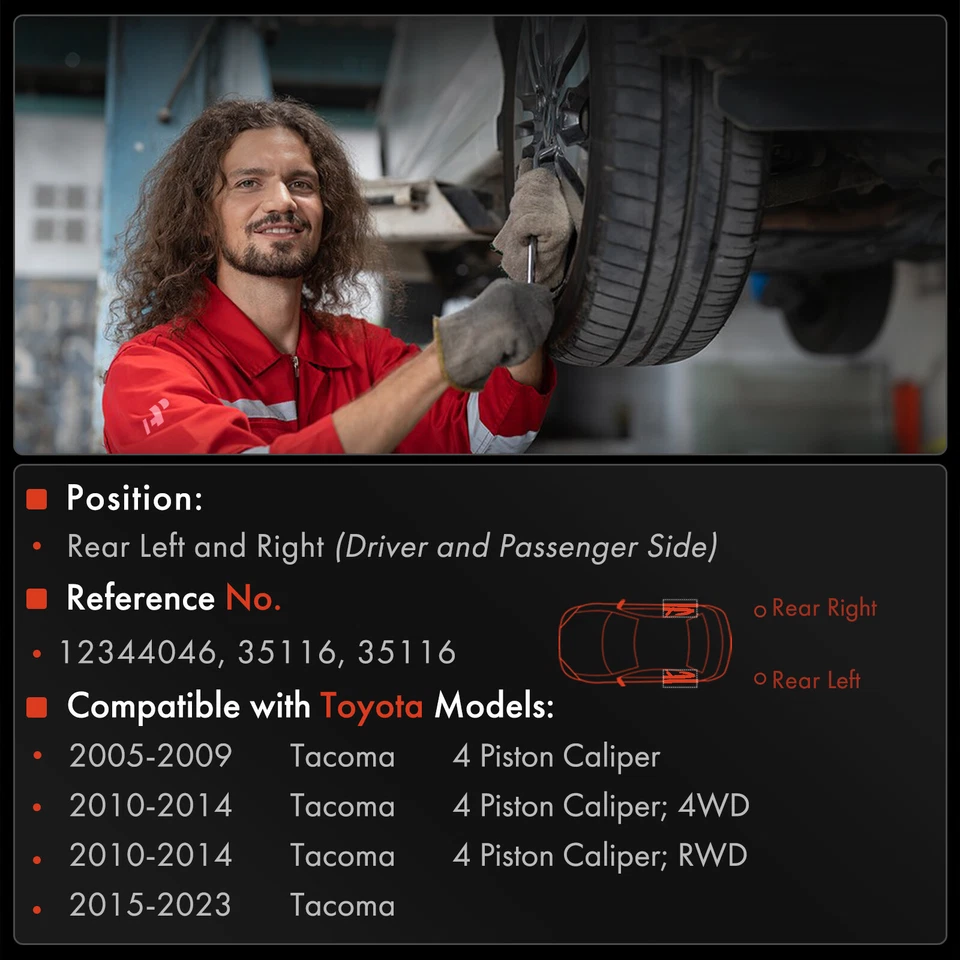 2x Tambor de freno para Toyota Tacoma 2005 2006 2007 2008-2023 pasajero trasero y conductor Foto 2 de 4