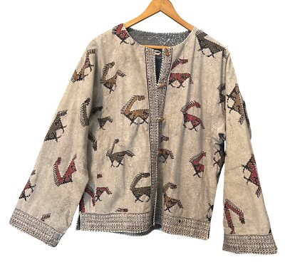 Womens ORVS Southwest Running Horses Cotton Jacket Reversible Sz S/M Art 2 Wear