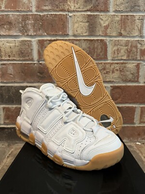 New 7 Nike Air More Uptempo White Gum Basketball Shoes 415082-101 Youth GS