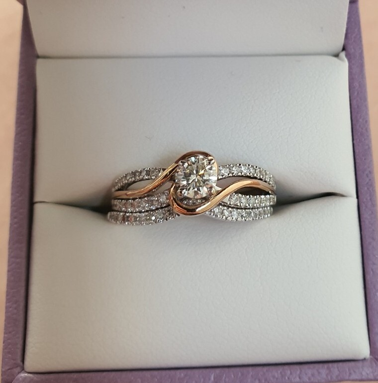 14k White/Rose Gold Michael Hill Engagement Ring Set