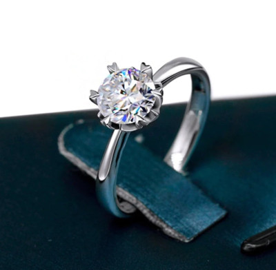 Brilliant Round Cut 1.00CT Moissanite & 10K White Gold Luxury Solitaire Ring