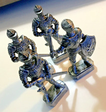 Lot of 4 Vintage 1970s Plastic Medieval Knights Silver 5.5" Tall