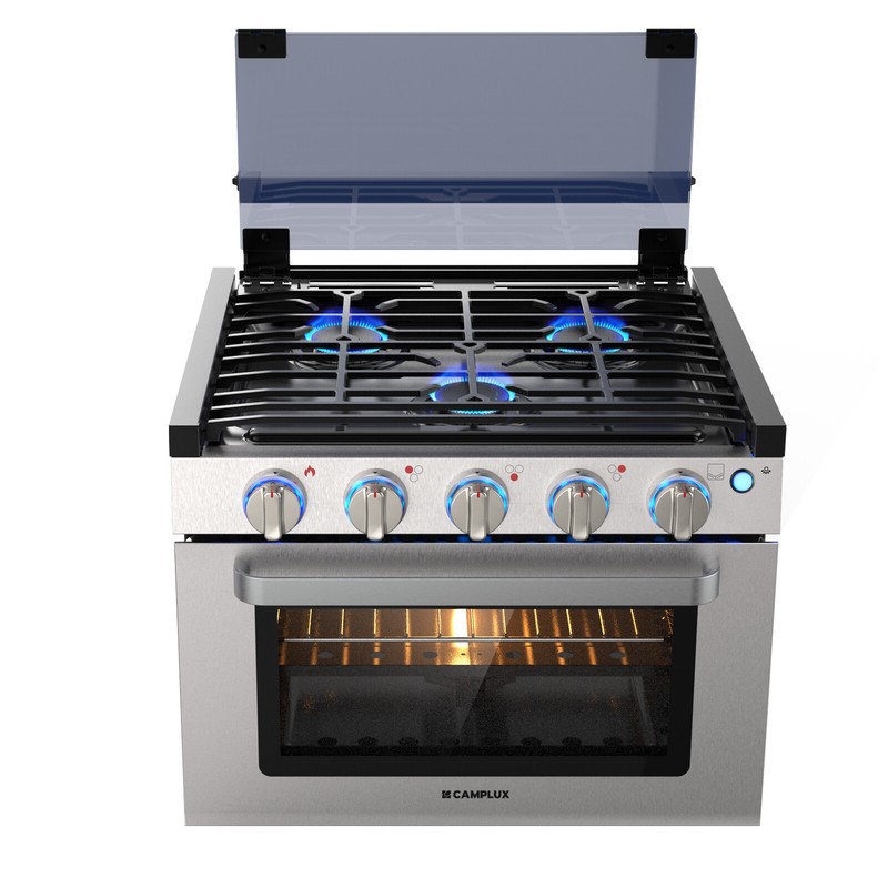 17 in. RV Propane Range Electronic Igniter Gas Oven 3-Burner Cooktop Compact CSA
