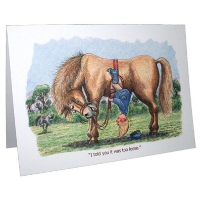 GRUSSKARTEN MIT PFERDEMOTIV REITER HUMORVOLLE KARTEN PFERD PONY *PORTOFREI*