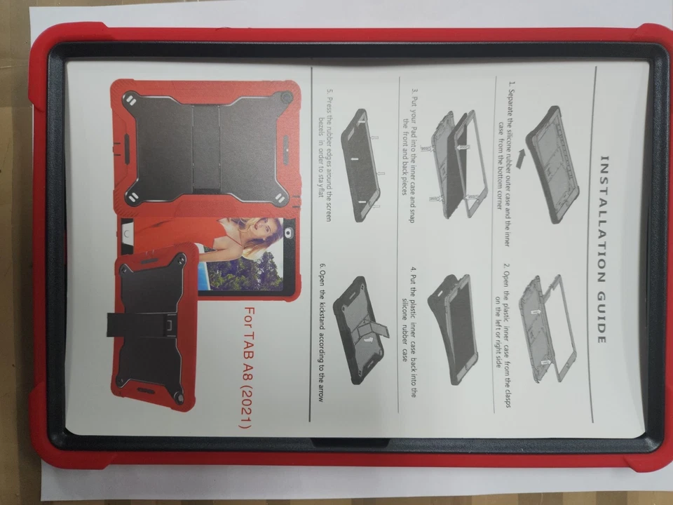  Tab A8 A821 FUNDA MONSTER RESISTENTE Roja y Negra Talla 10.5" Samsung  Foto 2 de 4