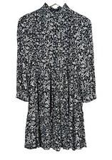 J.CREW Hadid shirt DRESS bouquet print Black White Floral Side Pockets Sz XXS