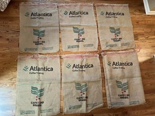 6-Coffee Bag Jute Burlap Sack Authentic Cafe Do Brasil Brazil. Approx. 27” X 38”