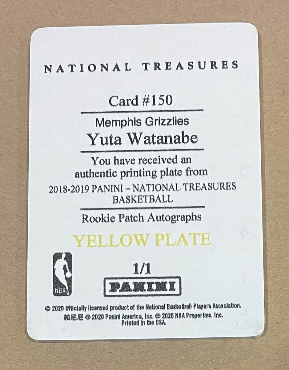 2018-19 NATIONAL TREASURES RC PATCH AUTO PLATE 1/1 YUTA WATANABE