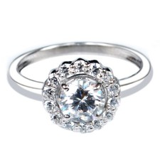 Solid 14KT White Gold 1.90 Carat D/VVS1 Round Shape Solitaire With Accents Ring