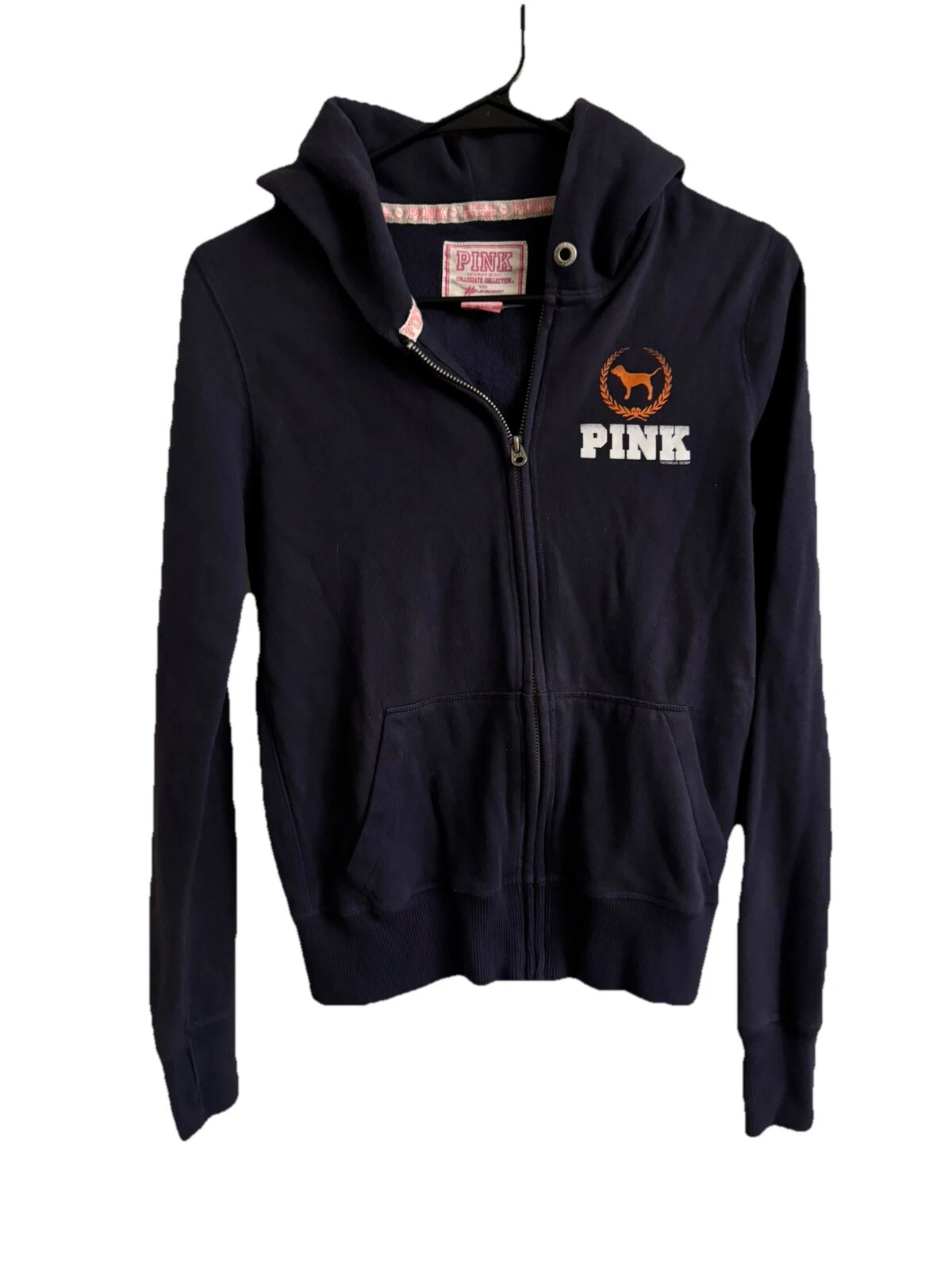 UNDERCOVER Victoria's Secret Rosa Auburn University Navy Felpa con Cappuccio Zip Giacca Donna Small S