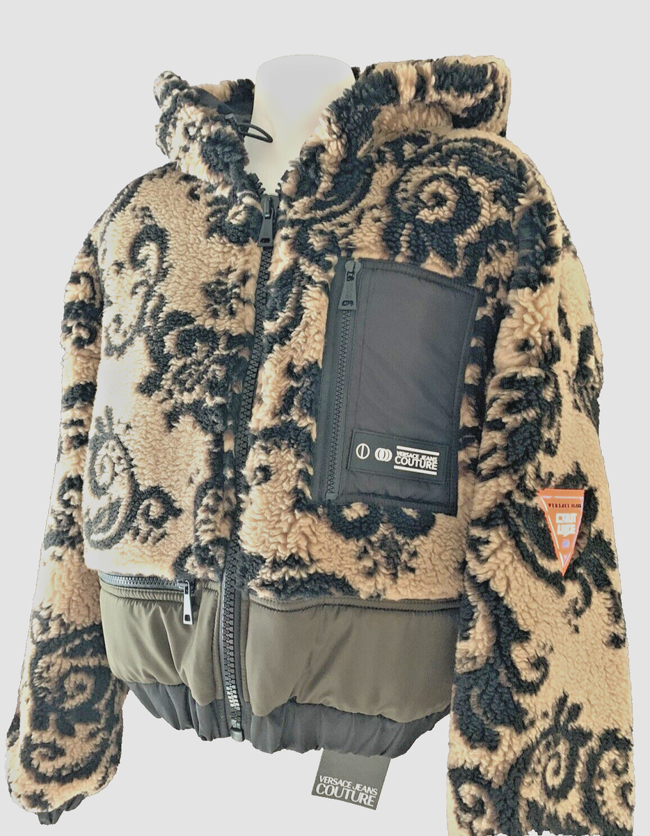 NWT VERSACE JEANS COUTURE FUR JACKET WITH HOOD E73HASA10 NWT VERSACE JEANS COUTURE FUR JACKET WITH HOOD E73HASA10