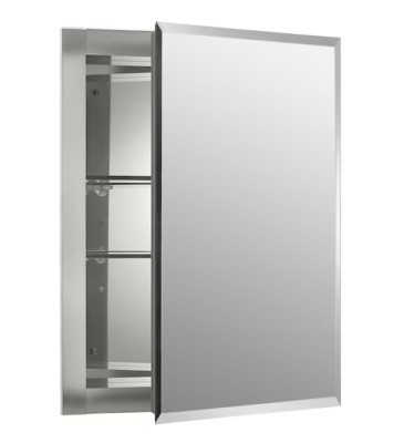 KOHLER 16inx20in Recessed Mount Anodized Aluminum Mirrored Medicine Cabinet