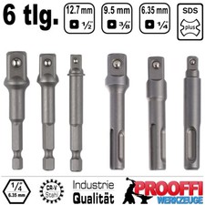 6 tlg Stecknuss Halter Adapter Werkzeug SDS-Plus + 6-Kant 1/4 3/8 1/2 YT-685+686