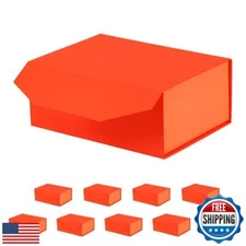 OBMMIRAO 10 Small Orange Gift Boxes 9.5x7x4 Inches, Magnetic Gift Box with Li